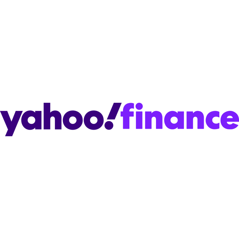 Yahoo Finance logo (purple wordmark on dark background)